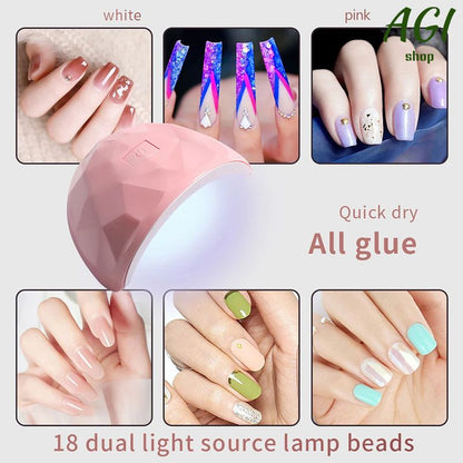 88W LED Nail Drying Lamp Manicure UV Nail Dryer Curing Gel Nail Polish 18 Lights USB Charge Professional Manicure Pedicure Nail Lamp Tools Equipment Sun Light Nail Art Tools
