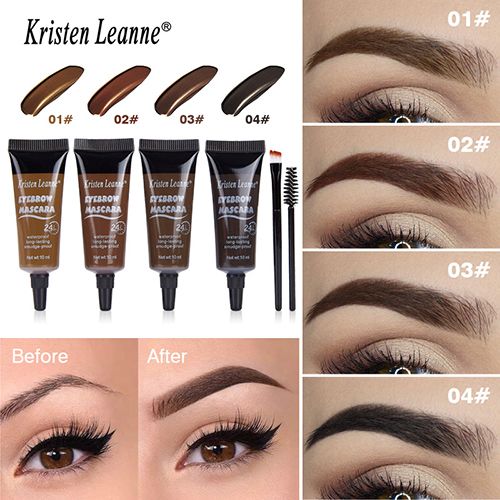 Natural Liquid Dyeing Eyebrow Cream Set Waterproof Shaping Brown Tint Pointed Tube Eyebrow Henna Mascara Paint Brush Makeup Tool