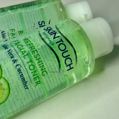 Skin Touch Refreshing Facial Toner With Aloe Vera & Cucumber Extract Cleanses, Freshens and Stimulates Skin Formulated For All Skin Types Leave Your Skin Looking Younger and Hydrated