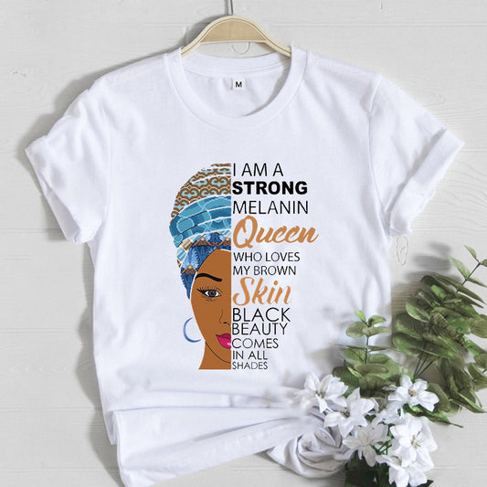 Tshirts Women T-shirts 2 in 1 tshirts Women Clothes Shirts 2 PCS/Sets Women Tops Lady Wear shirts Africa Queen On Sale New Arrival