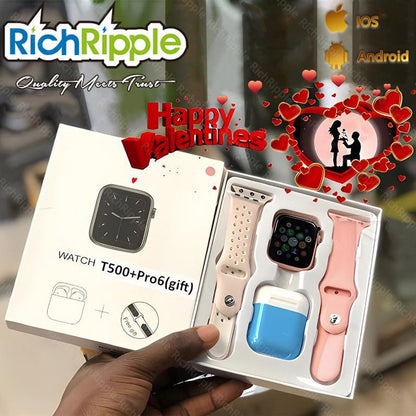 RichRipple T55 Pro Max 2 in 1 Smart Watch&Earphones Men Women Bluetooth Calling Blood Pressure Heart Rate Monitor Sports Fitness Bracelet Smartwatch+Free Gift Bluetooth Earphone