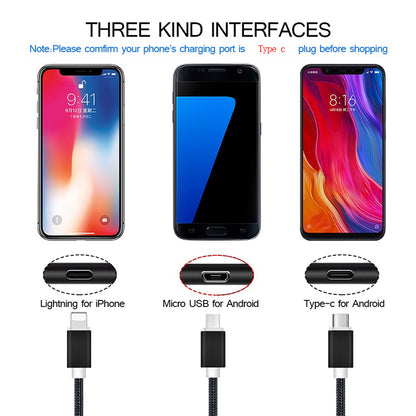 type c Charger Cable Fast Charging data line For Android Phone Nylon Data Cables charging cables