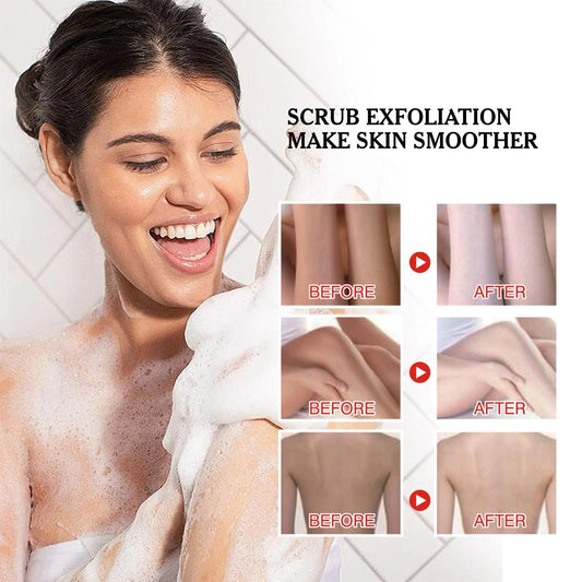 ROUSHUN Half Cast Scrub Shower Gel Fast Whitenng Shower Gel Deeply Cleanses Rich and Creamy blend Softer Skin After Wash Removes Acnes Clear Pimples Cleans and Hydrates Glow and Shine 1000ml