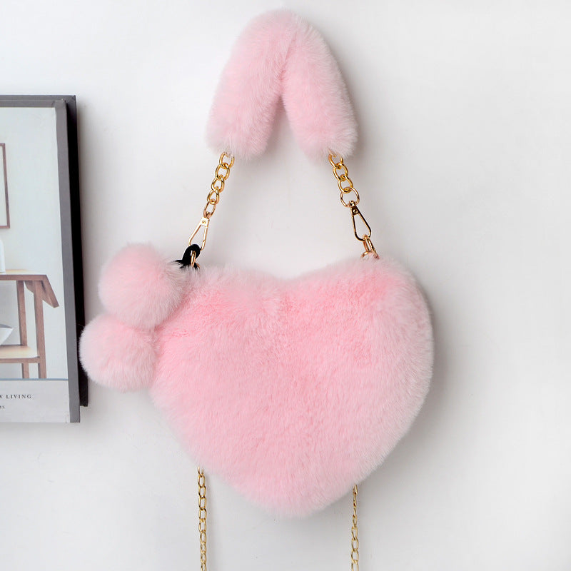 New Arrival Women's Bags Imitation Rabbit Hair Cute Fashion Love Bag Women's Handbag Plush Bag