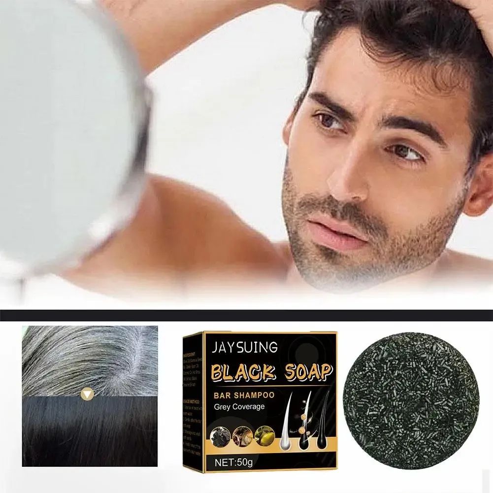 Grey Coverage Bar Shampoo Repair Gray White Hair Color Treatment Smoothing Nourishing Anti Dandruff Natural Hair Darkening Soap