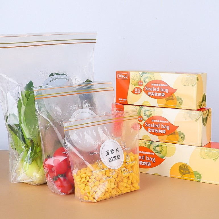 30pcs/20pcs/15pcs Zip Bags Ziplock Fridge Storage Bags Double-layer Zipper Food Storage Bag For Food Fefrigerator Sealed Bag Kitchen Storage