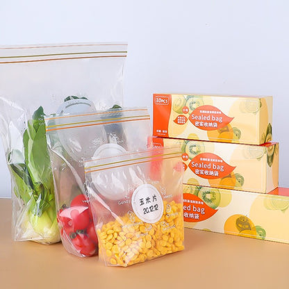 30pcs/20pcs/15pcs Zip Bags Ziplock Fridge Storage Bags Double-layer Zipper Food Storage Bag For Food Fefrigerator Sealed Bag Kitchen Storage