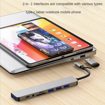 USB C Hub 8 In 1 Type C To Adapter SD/TF Card Reader PD Fast Charge 3.5 Audio Thunderbolt 3 USB Dock For MacBook Pro 8-in-1