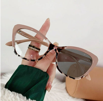 New Leopard Cat Eye Glasses Anti Blue Light Photochromic Glasses Eyewear Color Changing Eyeglasses Frame Eyewear Frames