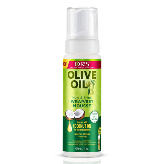 ORS Olive Oil Hold & Shine Wrap/Set Mousse with Coconut Oil Tames Frizz, twists and defines curls