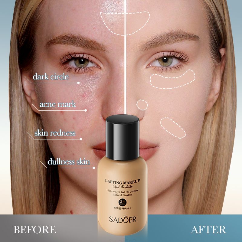 40ml SADOER Holding makeup liquid foundation natural lasting oil control is not easy to remove makeup concealer moisturizing dry skin bb cream for women moisturizing non-card powder