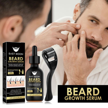Men's Beard Growth Serum Kit With Derma Roller Stronger Thicker Fuller Beard Serum Set Facial Care Nourishing Thickening Beard Care Oil Set