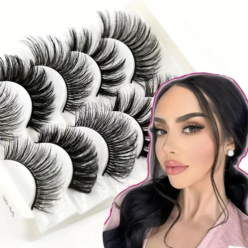 5 Pairs/Set 3D Soft Faux Mink Hair False Eyelashes Stereoscopic Multi layer Wispy Fluffy Mixed Pack Lashes Eyelash Extension Thick And Natural False Eyelashes Makeup Tools