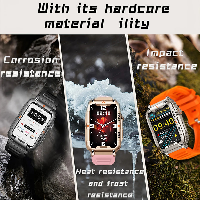 KR88 Men Smart Watch For Android IOS Fitness Watches IP68 Waterproof Military Healthy Monitor AI Voice Bluetooth Call Smartwatch