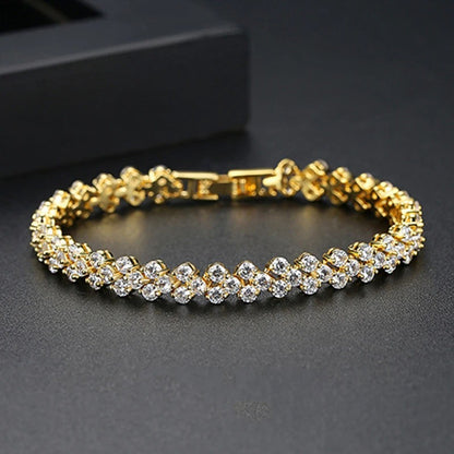 Luxury Roman Crystal Bracelets For Women Fashion Heart Chain Bracelets Rhinestone Bangle Bridal Jewelry Accessories