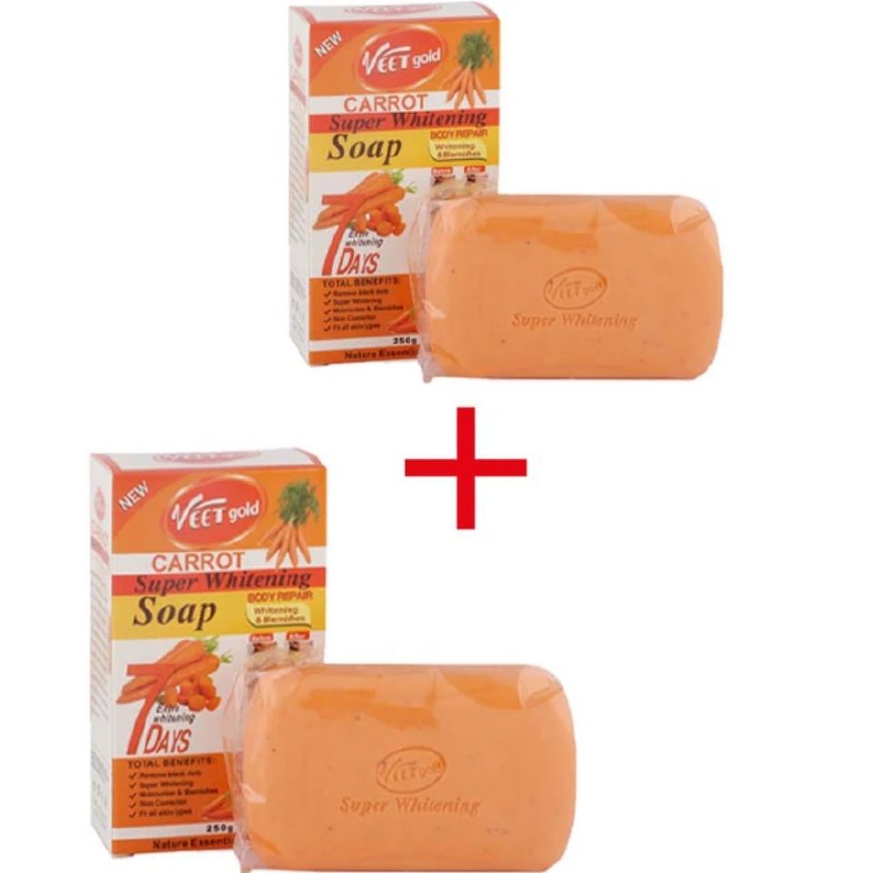 2 Packs VEET GOLD Carrot Anti-Aging & Anti Dark Spots Soap Removes Dark Knuckles, Black Spots & Dark Spots Clears Knuckles Super Whitening Clears Dark Armpits