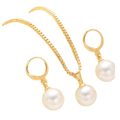 New Pearl Pendant Earrings Necklace Jewelry Set Women'S Fashionable And Versatile Light Luxury Temperament Jewelry