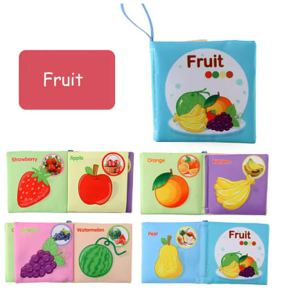 Baby Cloth Books Enlightenment Early Educational Toys Kids Fruits Animal Numbers Food Cognitive Book for Toddlers 0-36 Month