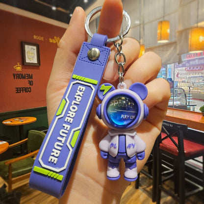 Trendy And Cool Space Man Bear Keychain Cartoon Cool Car Keychain Student School Bag Pendant Small Gift Keyrings