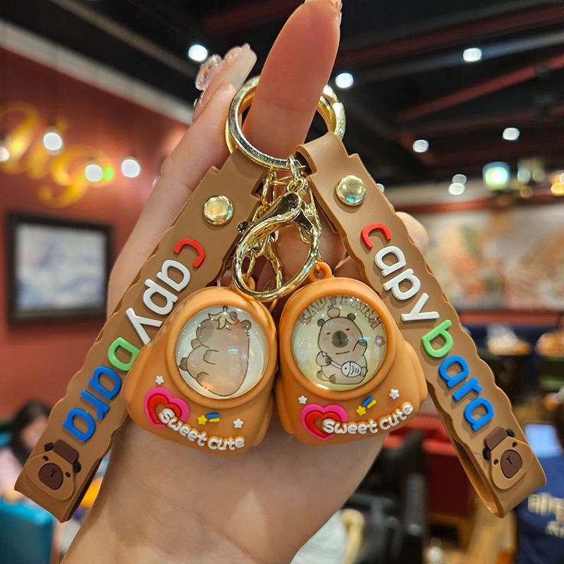 Cartoon Capybara Luminous Schoolbag Night Light Keychain Creative Cute Capybara Keychain Small Gift