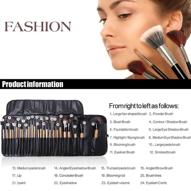New Arrivals Makeup Brush Sets 24 pcs/Set Professional Cosmetics Brushes Foundation Powder Eyebrow Eyeshadow Blending Blush Brushes Beauty Make Up Kit Tool + Bag