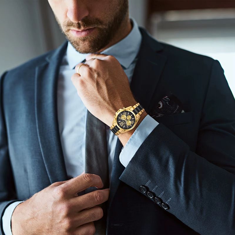 Men Watches Top Luxury Brand Fashion Men Quartz Watches Large Dial Gold Steel Business Male Watches Casual Fashion Men Wristwatch