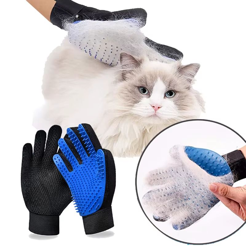 Pet Hair Removal Brush Cat and Dog Hair Removal Gloves Cat and Dog Floating Hair Bath Supplies Rubber Gloves Grooming Comb Pet Finger Cleaning Massage Tool Hair Removal Brush Pet Grooming Gloves