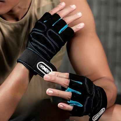 A Pair Long Wrist Half-finger Gloves Men's And Women's Motorcycle Gloves Fitness Barbell Equipment Weightlifting Outdoor Sports Cycling Gloves