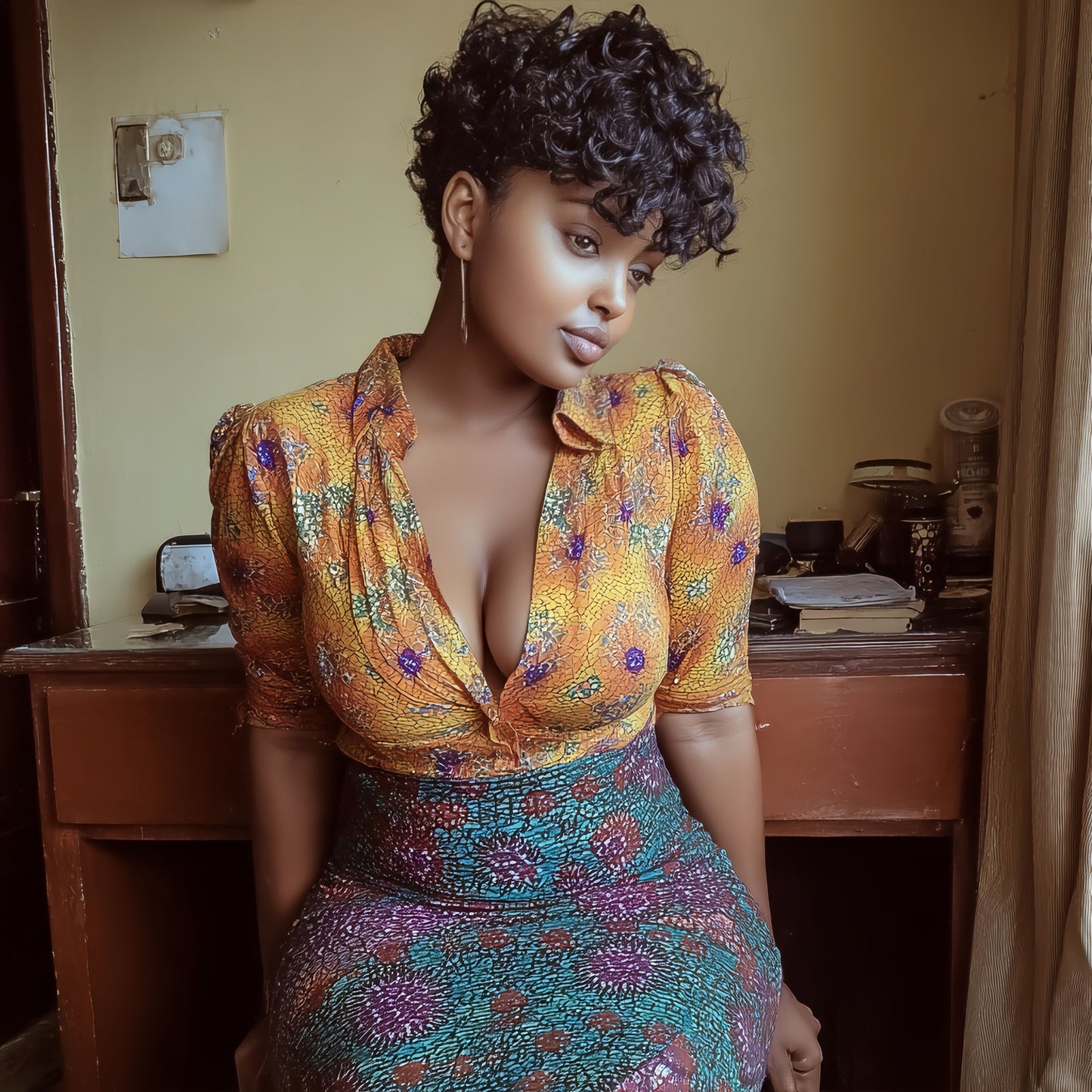 Synthetic Short Curly Wigs - 6 Inch 1B Black | Natural Look(African Women, Quick Install, Birthday Gift)