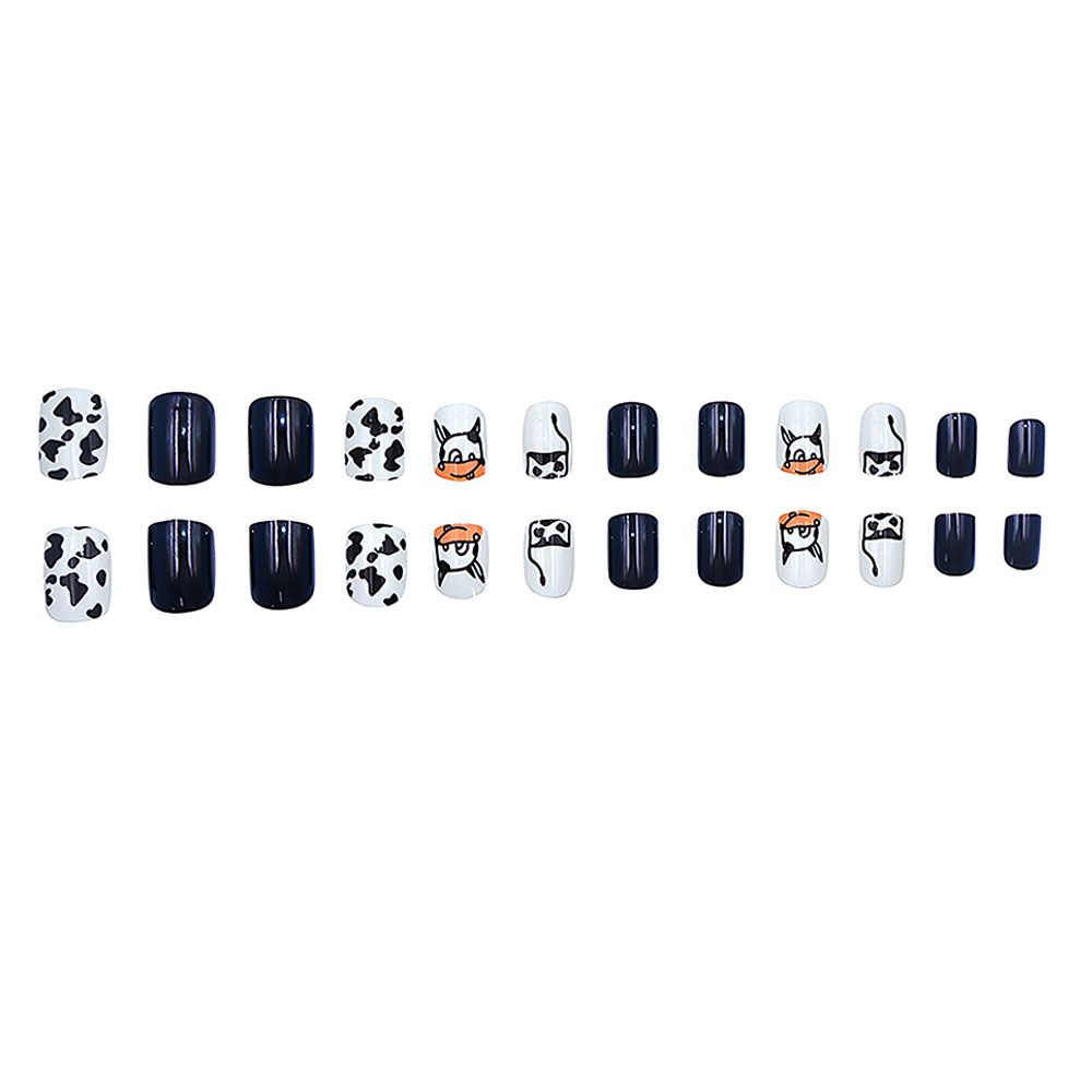 Nail cute cow cartoon fake finger can be re-used nail shine nail paste 24 nail patch Nail patch Wear nail removable nail sticker