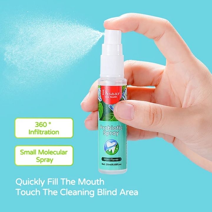 Disaar Mint Flavor Probiotic Mouth Spray Fresh Breath Oral Odor Freshener Portable Remove Bad Breaths Freshener
