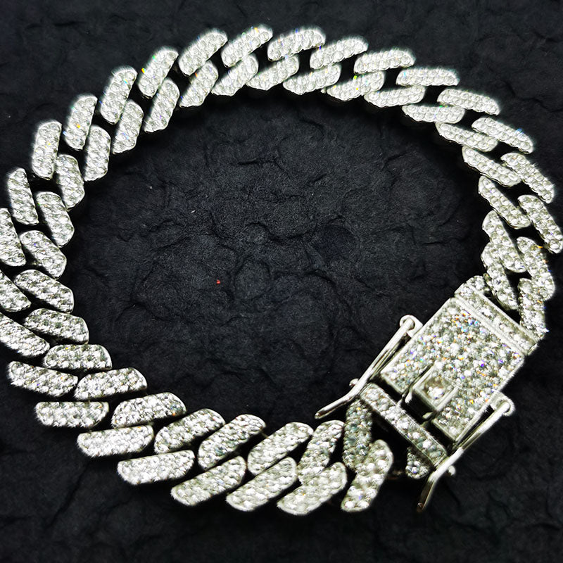1 pcs anklet bracelet men/women iced bracelet rapper dangles Miami Cuban Link bracelet hip hop bling ice out bracelet fashion jewelry accessories couple bracelets gifts for her/him