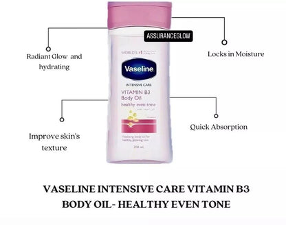 2 Packs Vaseline Daily Brightening Even Tone Body Lotion 400ml + 200ml Oil for Glowing Skin, with Vitamin B3 & Triple Sunscreens-For Radiant Looking Skin in 2 Weeks Vaseline Body Lotion Vaseline Oil
