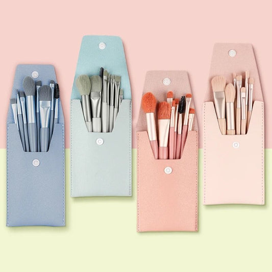 8Pcs Set With Bag Makeup Brushes Sets Eye Shadow Foundation Powder Eyelash Lip Concealer Blush Travel Portable Soft Make Up Brush Sets