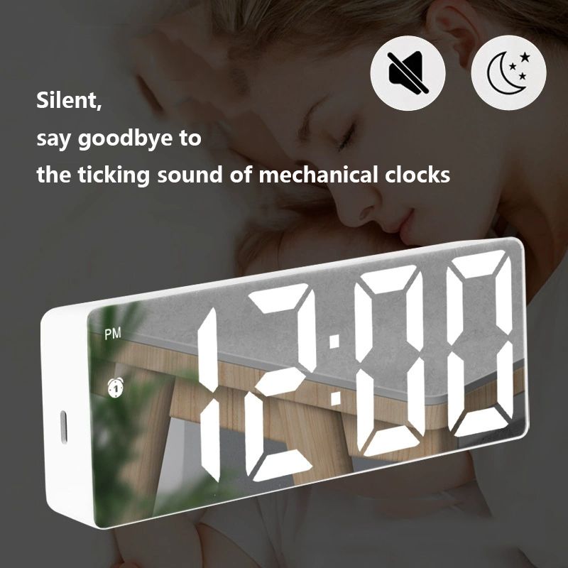 LED mirror colorful clock voice controlled intelligent Alarm clock USB battery dual-use alarm clock for students household