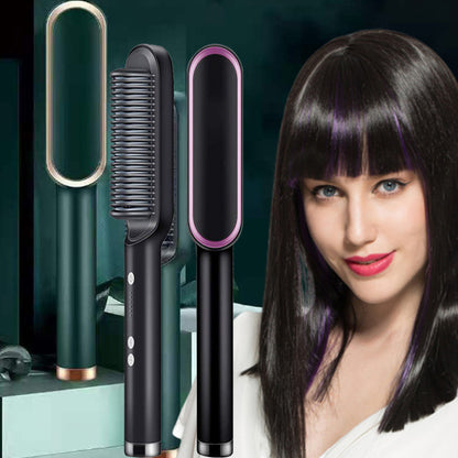2 In 1 Electric Splint Hair Straightener 2024 Hot Comb Brush Hair Styling Straight Curling Dual-Use Bangs Curling Rod