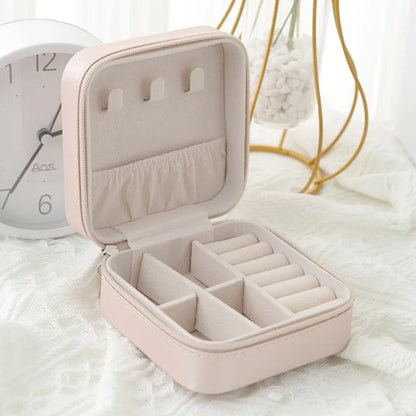 Mini Jewelry Storage Box Portable Home Travel Earrings Necklace Storage Case for Women Ring Organizer PU Leather Display Case