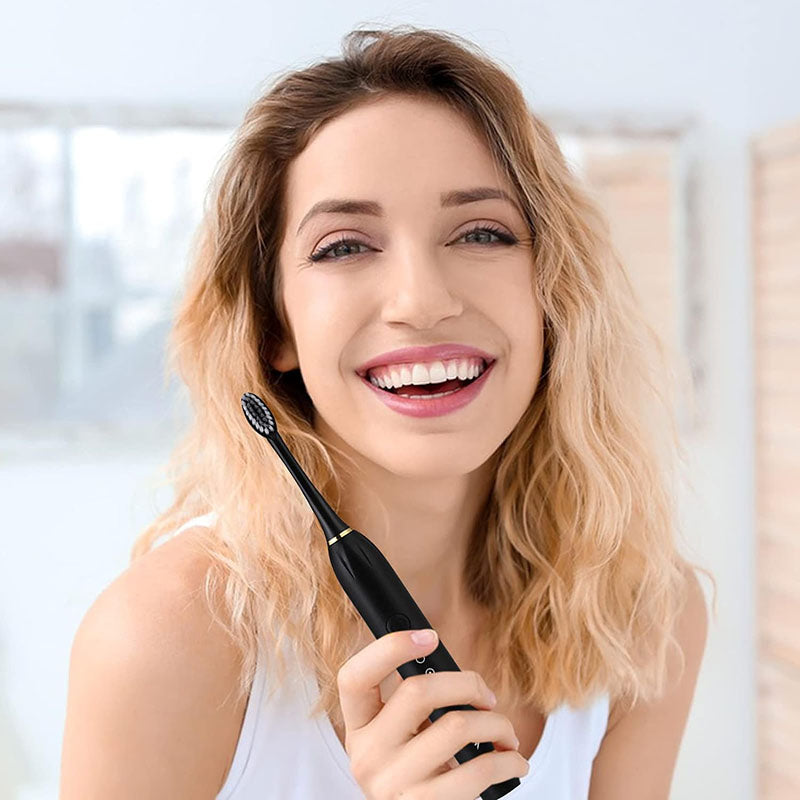 Ultrasonic Electric Toothbrush Rechargeable USB Waterproof Sonic Automatic Tooth Brush with 6 Modes 4 Brush Heads