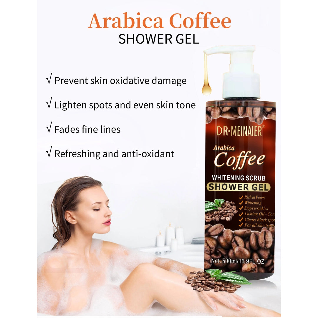 DR MEINAIER Arabica Coffee Shower Gel Whitening Cleansing Exfoliating Scrub Gel - 500ml