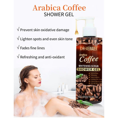 DR MEINAIER Arabica Coffee Shower Gel Whitening Cleansing Exfoliating Scrub Gel - 500ml
