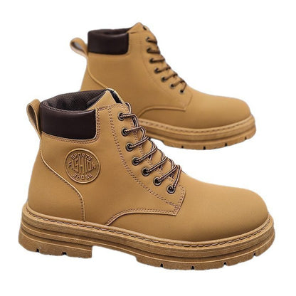 Men's Front Lace-Up Non-Slip Doc Martens High Tops British Style Casual Retro Platform Work Shoes