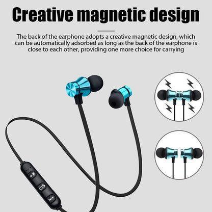 Magnetic Bluetooth Earphones Sports Wireless Earbuds Super Bass With Mic For All Smart Phones Stereo Sports Waterproof Earbuds Wireless in-ear Headset with Mic