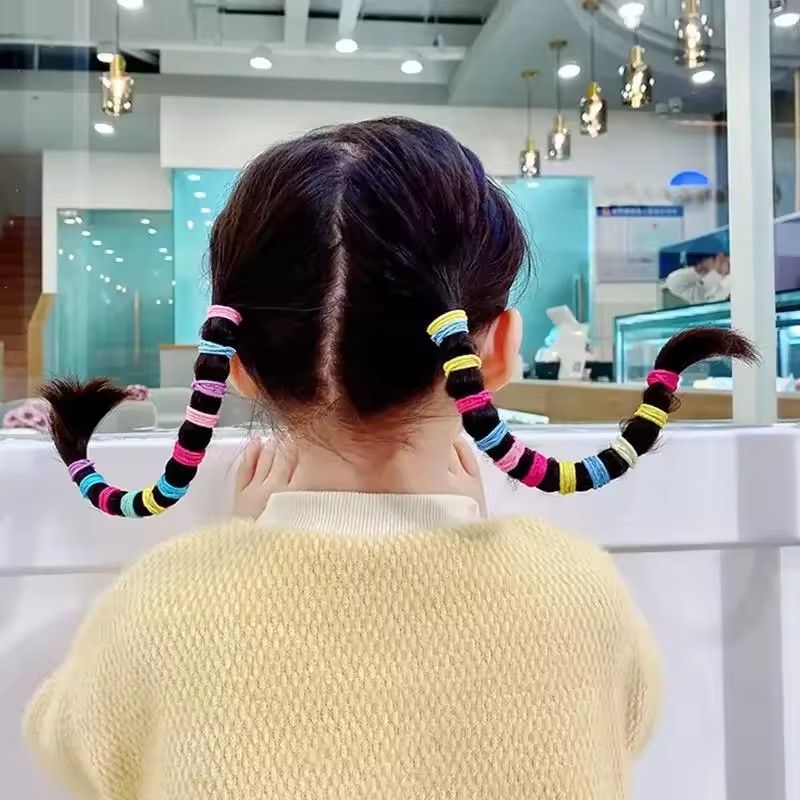 200/300pcs Cute Hair Ties For Kids & Girls - Colorful Elastic Polyester Hair Bands Ponytail Holder Children Rubber Band Hair Accessories