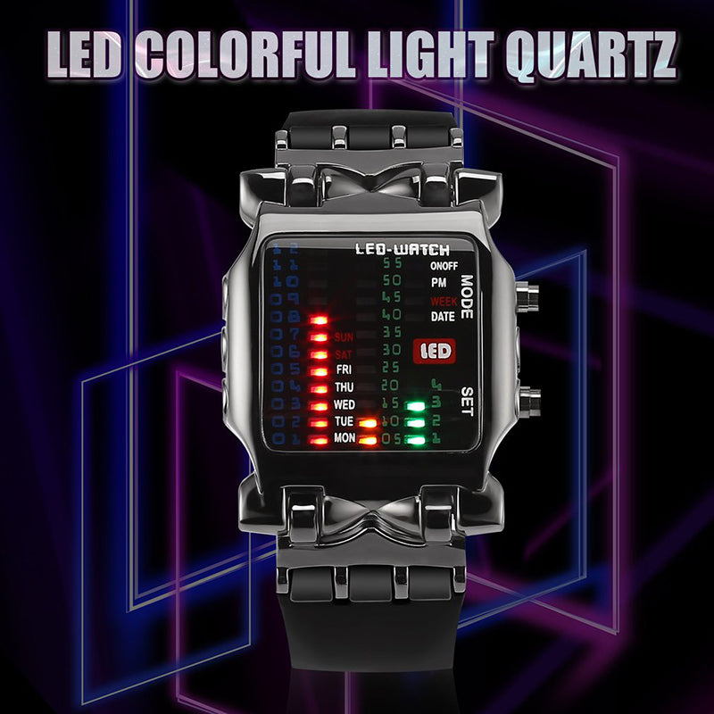New Watches Multifunctional Popular Square Dial Unisex Binary LED Digital Watches Rubber Band Casual Sport Outdoor Wrist Watch Luminous Smartwatch For Men Women Smart Bracelet Gifts