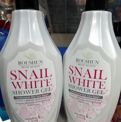 2 Packs Roushun Snail White Shower Gel -1380ml X 2 Body Fast Whitenng Shower Gel Deeply Cleanses Rich and Creamy blend Softer Skin After Wash Roushun Snail White Shower Gel 1380ml X 2