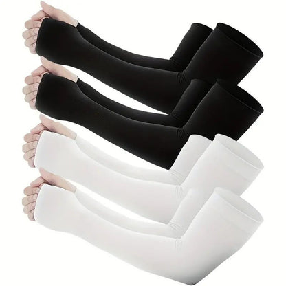 4 Pairs of Premium Cooling Arm Sleeves - Gloves for Sun Protection with Thumb Holes for Men and Women - Perfect for Golf, Basketball, Cycling, Fishing, Driving, and Jogging Outdoor Activities