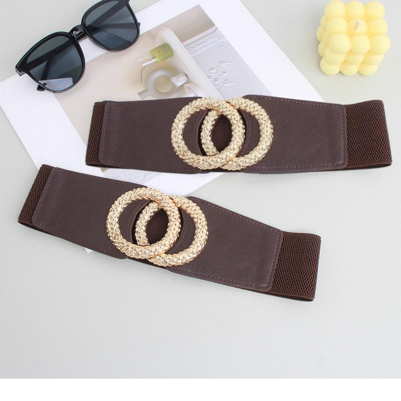 Fashion Women's Belt Elastic Waist Cover Belt Wide Belt Female Wide Waistban With Versatile Elastic Decoration Expands To size