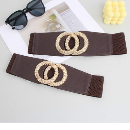 Fashion Women's Belt Elastic Waist Cover Belt Wide Belt Female Wide Waistban With Versatile Elastic Decoration Expands To size