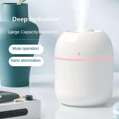Portable Water Drop Humidifier USB Desktop Indoor Air Atomization Humidifier Household Mute Large Spray Humidifier 220ML Diffuser LED Lamp Diffuser Car Purifier LED Night Light