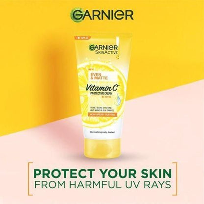 【Discounted】Garnier Eventone Day Routine Kit: Even & Matte Vitamin C Cleansing Foam 50ml + Serum 15ml+ Sunscreen Spf 30 50ml